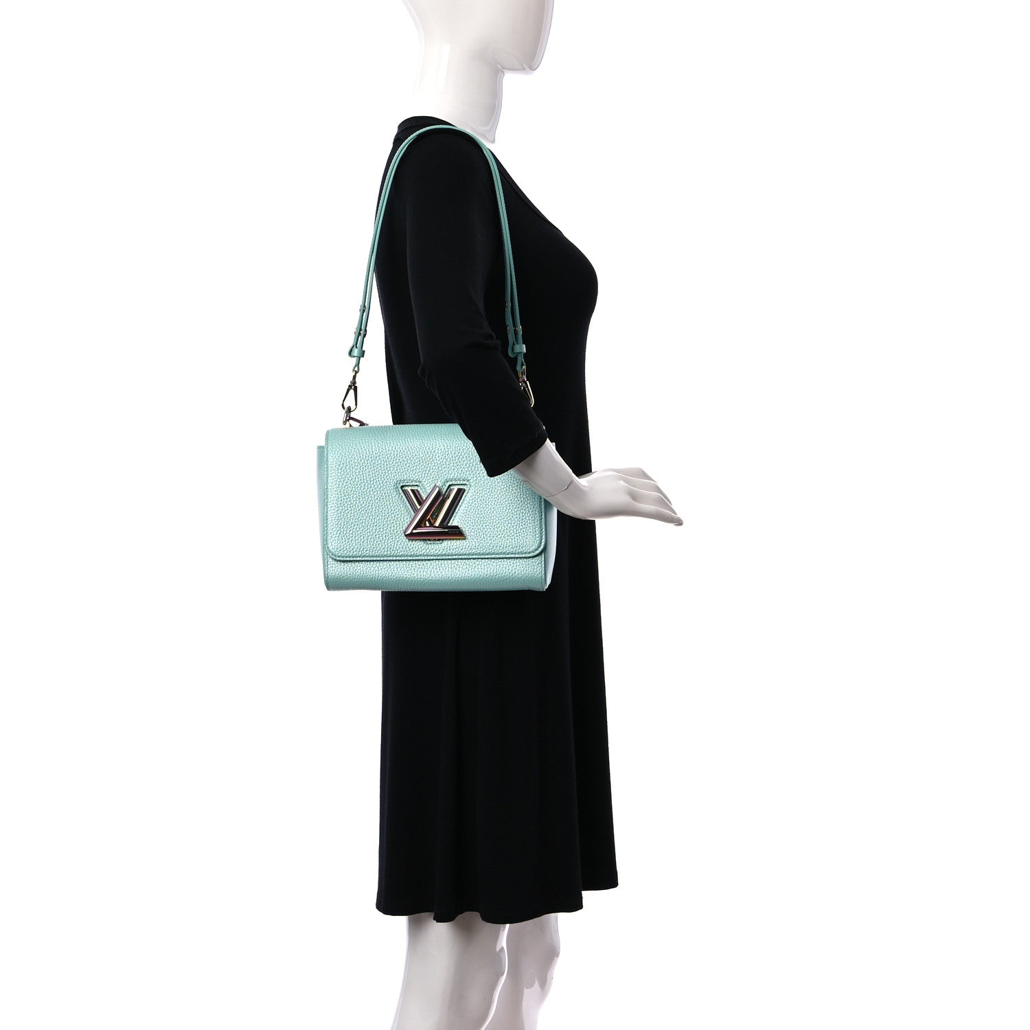 Louis Vuitton Iridescent Grained Calfskin Summer Splash Twist MM Blue 3 of 9