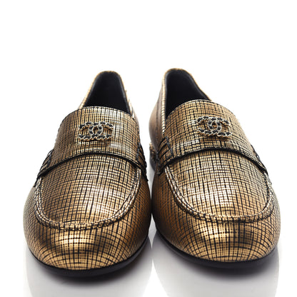 Chanel Fantasy Calfskin CC Chain Mocassin Loafers 37.5 Gold 5 of 11
