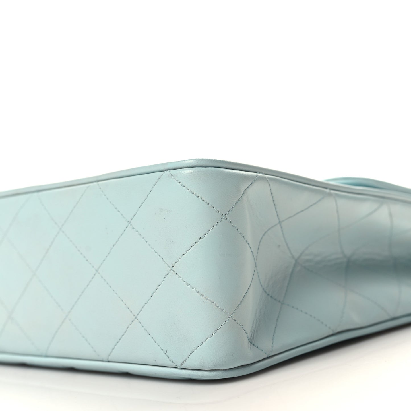 Lambskin Quilted Jumbo Single Flap Light Blue