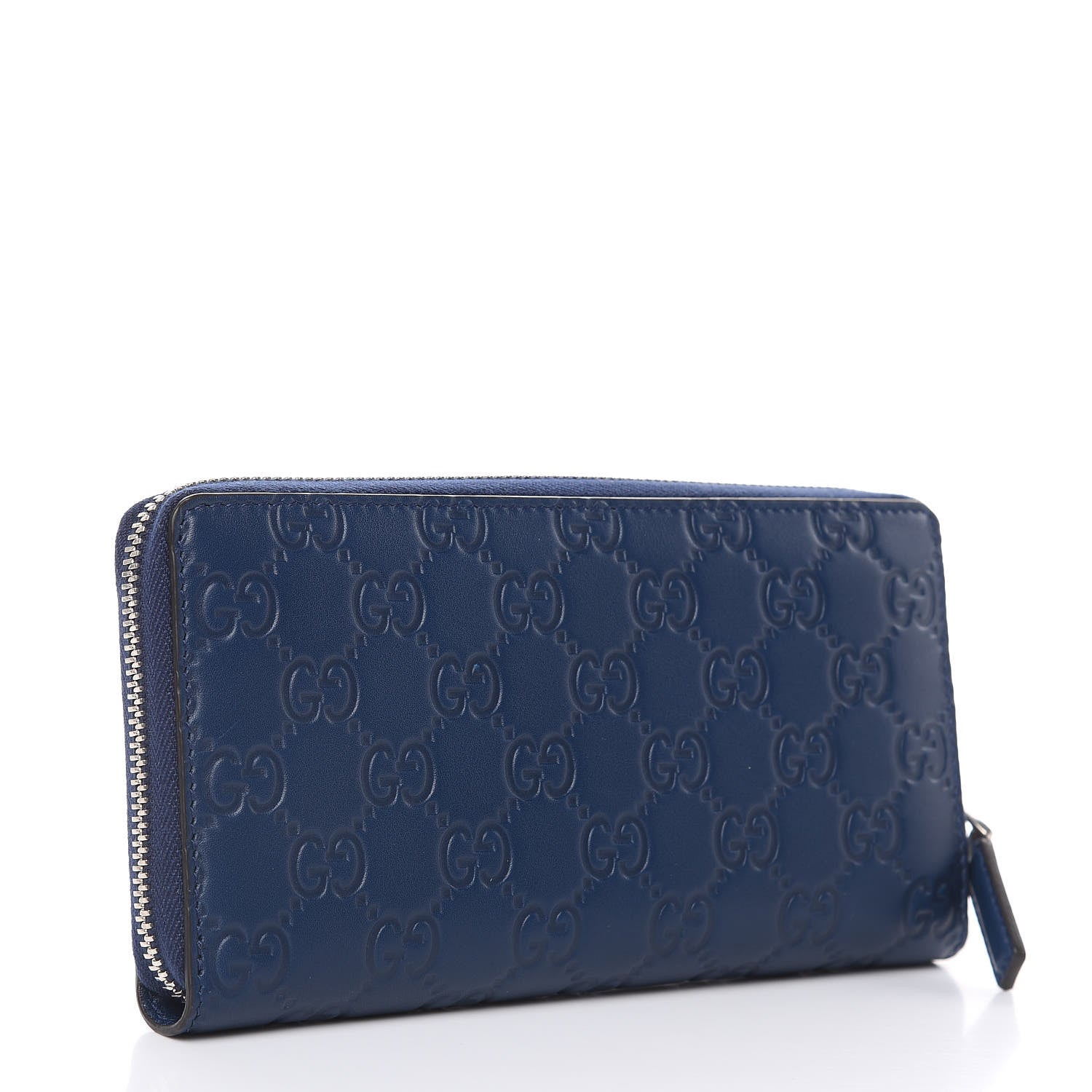 Gucci X MLB Guccissima Signature NY Yankees Embroidered Zip Around Wallet Royale Ivory 3 of 9