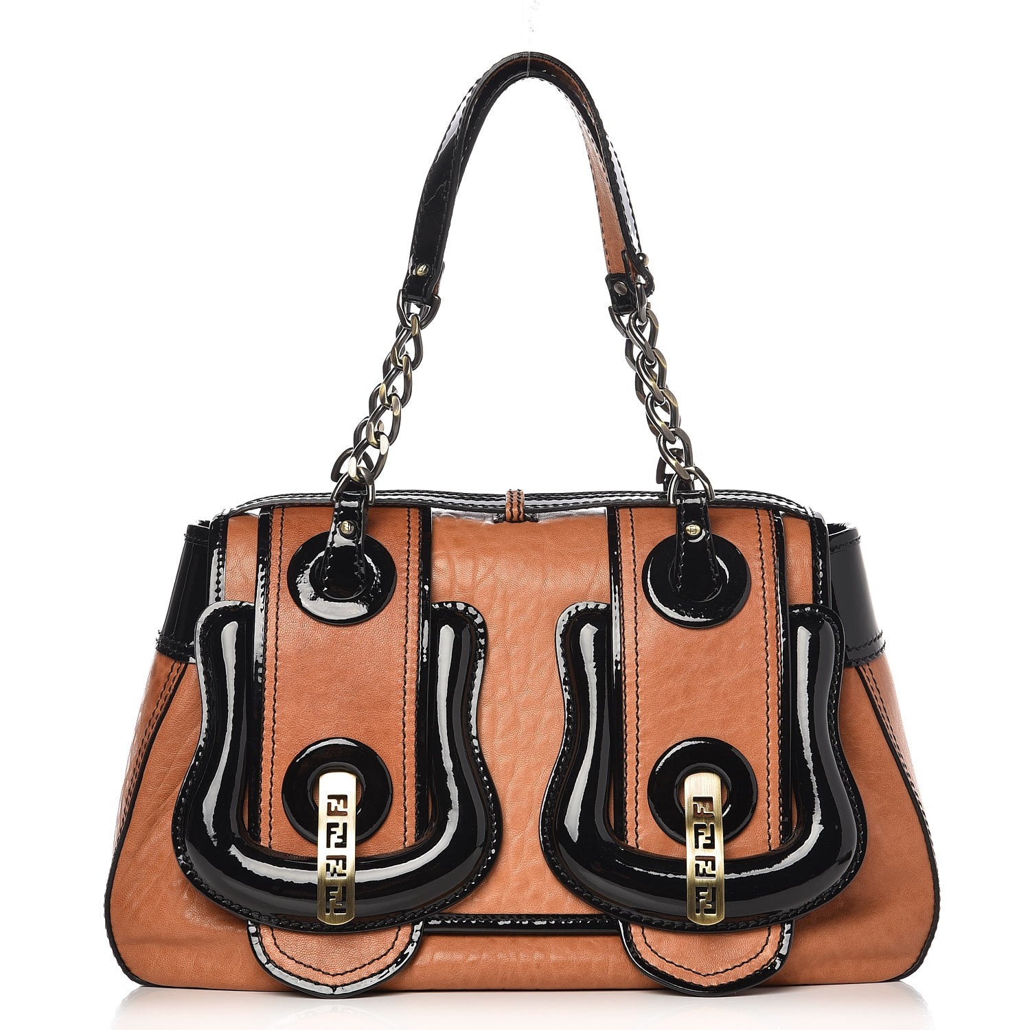 Fendi Nappa Patent B Bag Osso Black 1 of 8