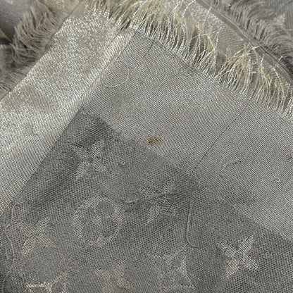 Louis Vuitton Silk Lurex Wool Monogram Shine Shawl Charcoal Grey 5 of 6