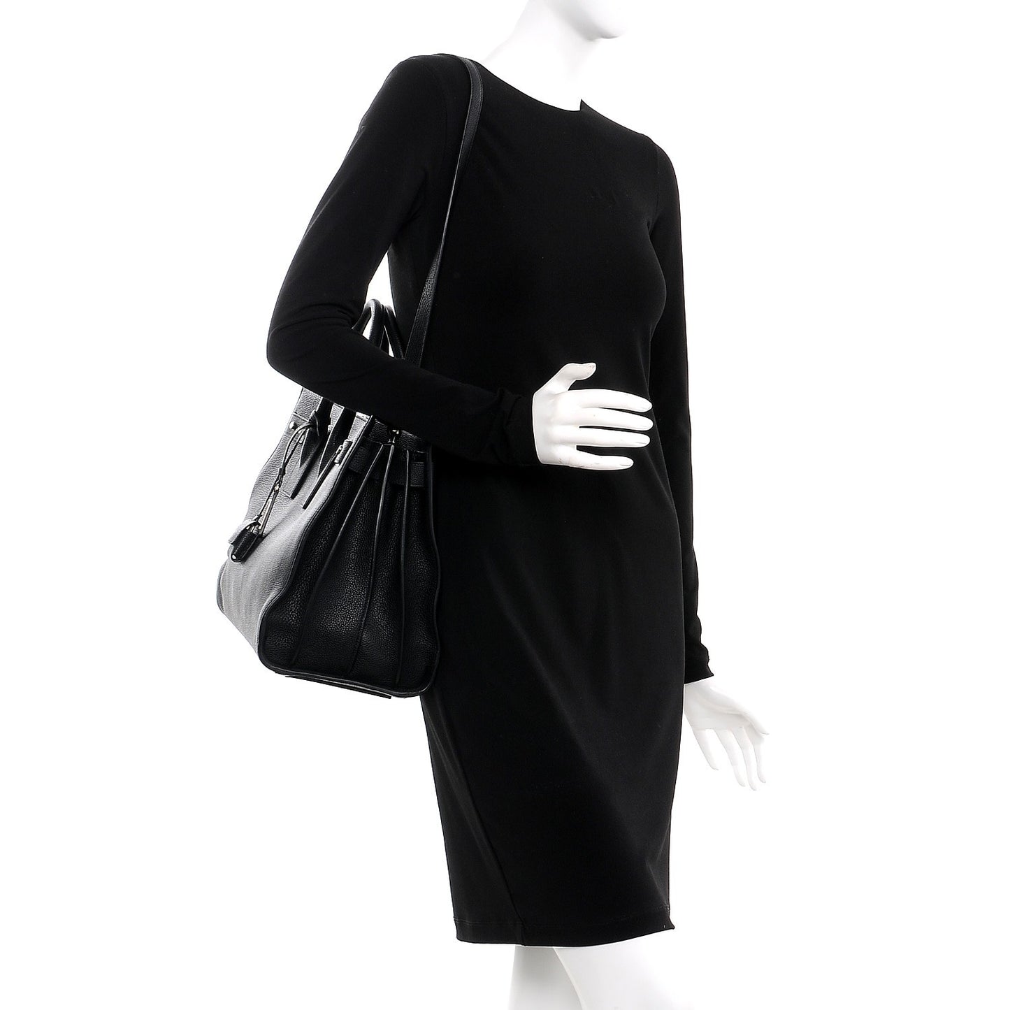 Grained Calfskin Medium Supple Sac De Jour Black