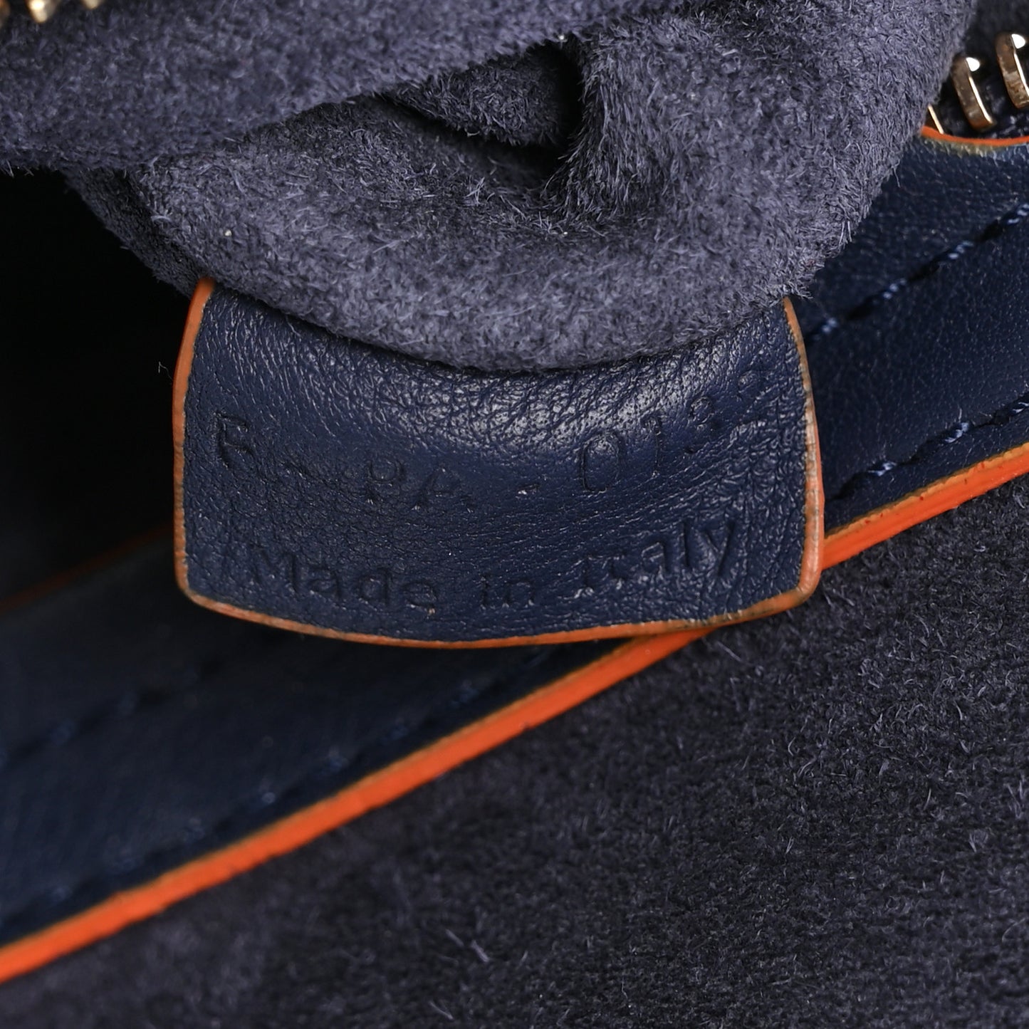 Supple Calfskin Large Phantom Luggage Navy Blue Orange
