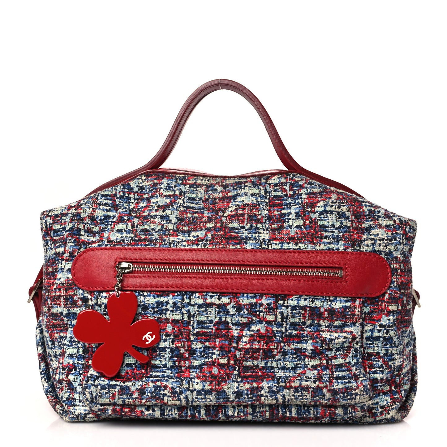 Tweed Lambskin Large Bowler Red