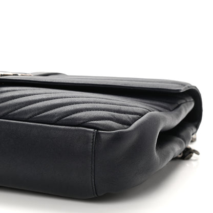 Saint Laurent Sheepskin Matelasse Chevron Monogram Large College Bag Deep Marine 10 of 10
