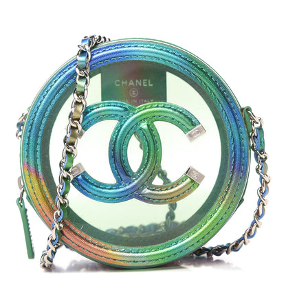 Chanel PVC Calfskin Lambskin Quilted Round Filigree Clutch With Chain Green 1 of 11