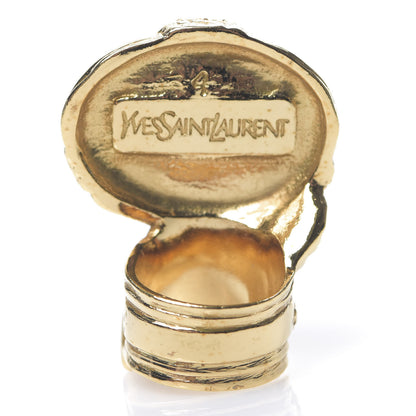 Saint Laurent Glass Cabochon Arty Ovale Ring 4 Gold Turquoise 2 of 4