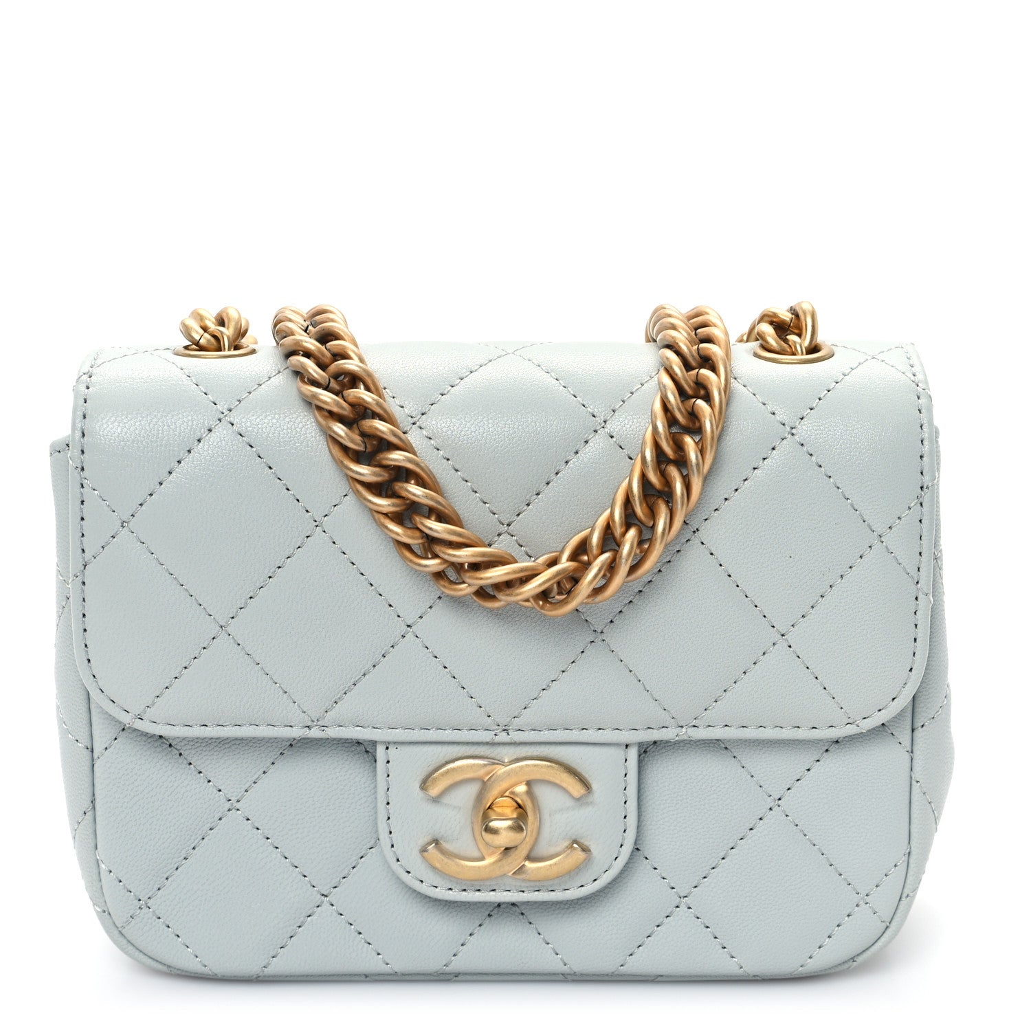 Chanel Grained Calfskin Quilted Flap Light Blue 1 of 11