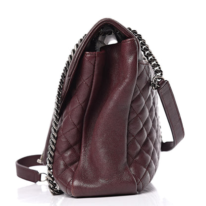 Saint Laurent Calfskin Mixed Matelasse Triquilt Large Monogram Envelope Satchel Bordeaux 27 of 34