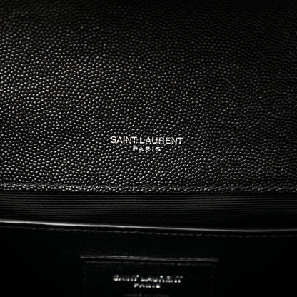 Saint Laurent Grain De Poudre Textured Mixed Matelasse Triquilt Medium Monogram Satchel Black 7 of 10