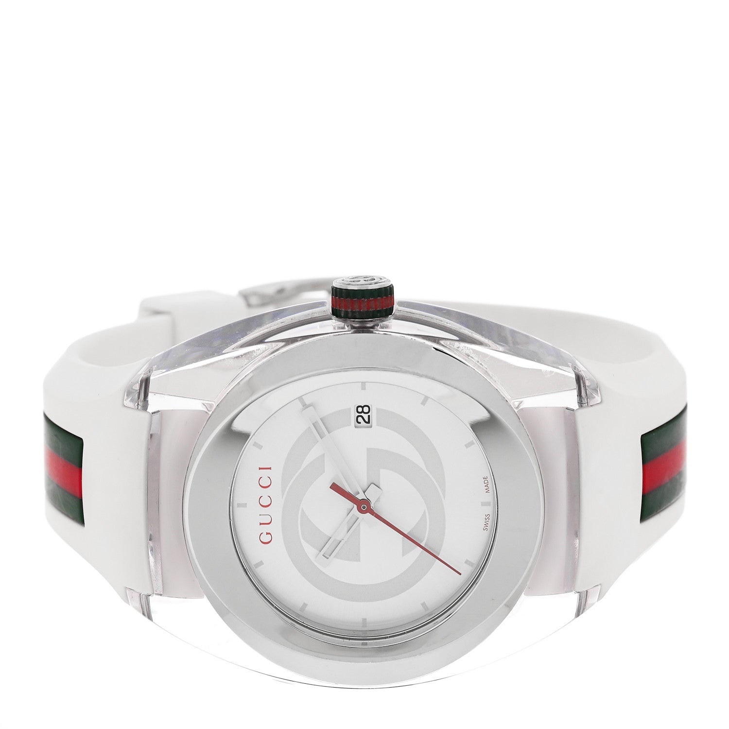 Gucci Stainless Steel Rubber 46mm Sync Web Quartz Watch White 2 of 6