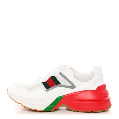 Gucci Lavaredo Eco Fabric Mesh Web Mens Rhyton Reflective Sneakers 8 Great White Green Red Silver 1 of 16