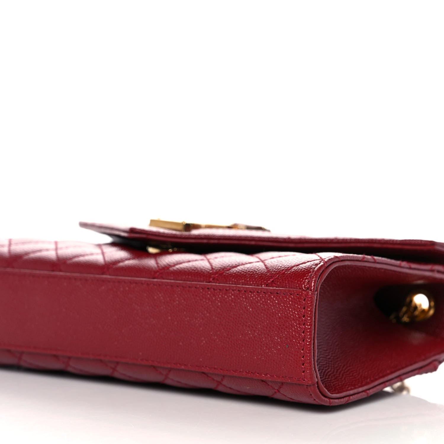 Saint Laurent Grain De Poudre Textured Mixed Matelasse Triquilt Small Monogram Satchel Red 8 of 8