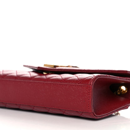 Saint Laurent Grain De Poudre Textured Mixed Matelasse Triquilt Small Monogram Satchel Red 8 of 8