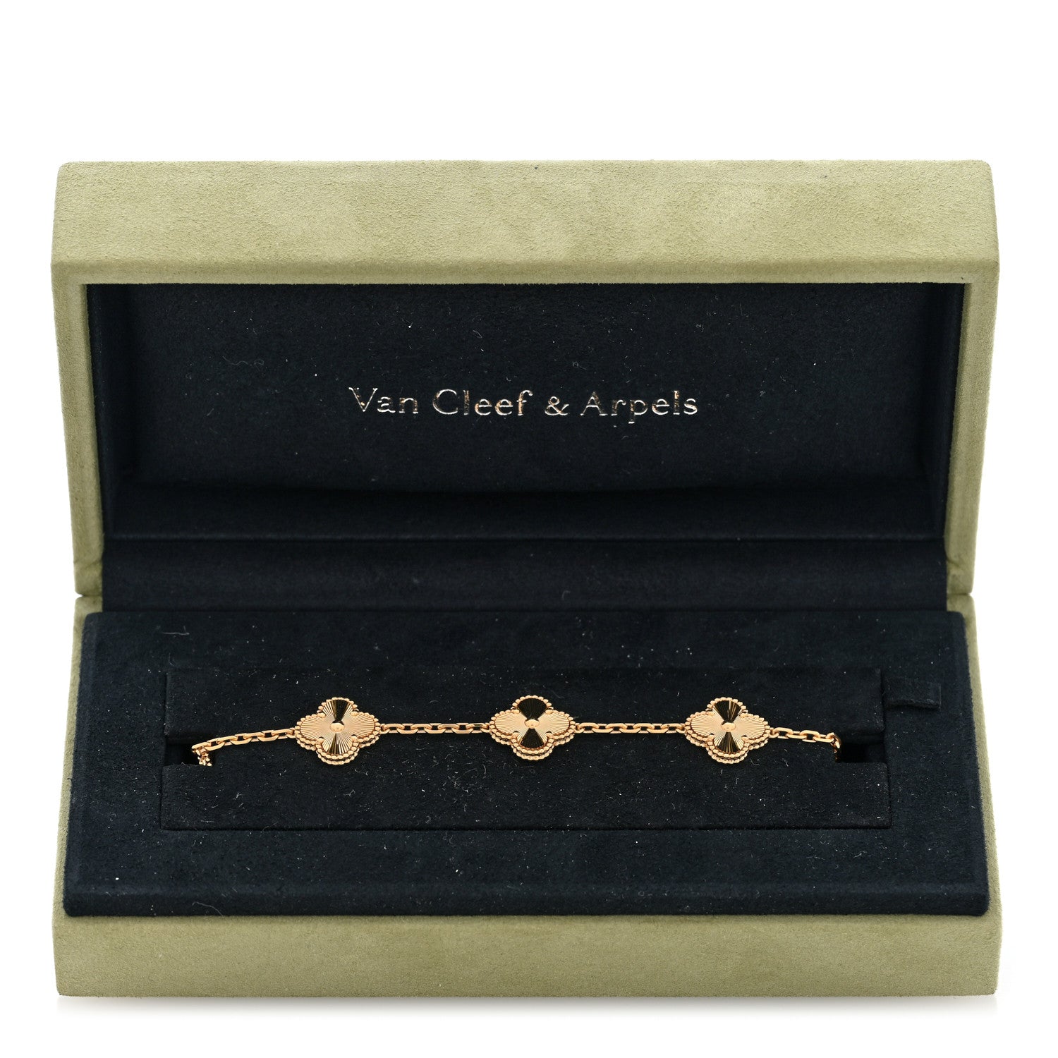 Van Cleef & Arpels 18K Yellow Gold 5 Motifs Guilloche Vintage Alhambra Bracelet 4 of 4