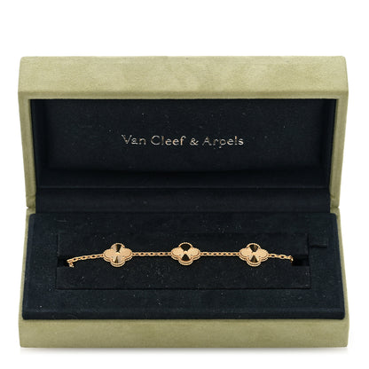 Van Cleef & Arpels 18K Yellow Gold 5 Motifs Guilloche Vintage Alhambra Bracelet 4 of 4