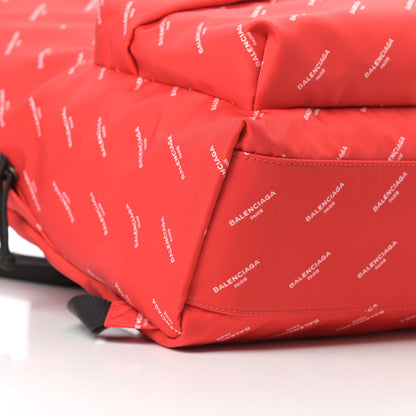 Balenciaga Twill Nylon Allover Logo Print Explorer Backpack Rouge Vermillion White 9 of 10