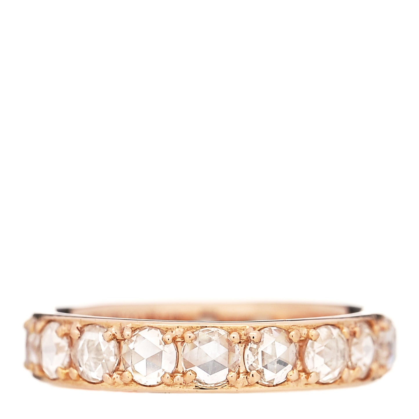 18K Rose Gold Diamond Metro Rose Cut Eternity Band Ring 49 4.75