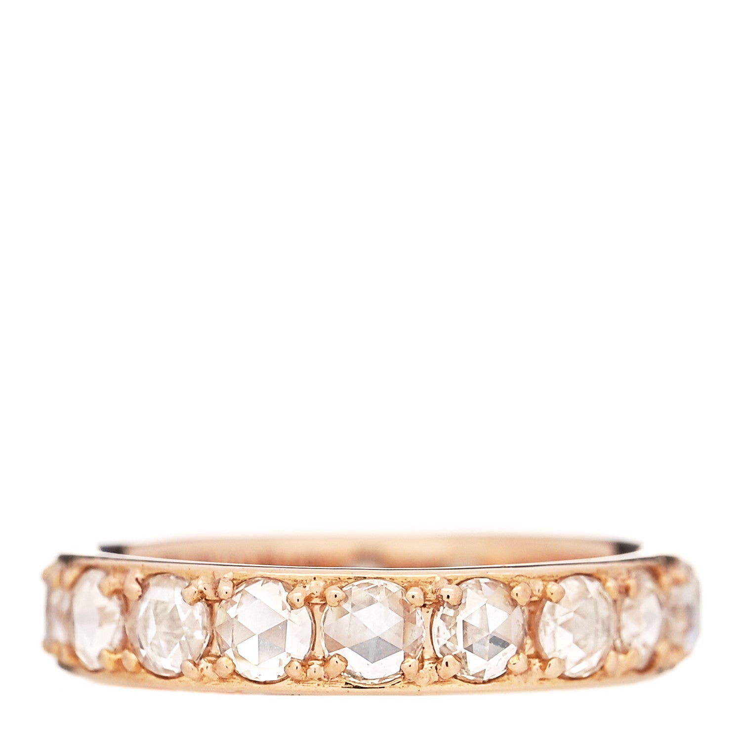 Tiffany 18K Rose Gold Diamond Metro Rose Cut Eternity Band Ring 49 4.75 1 of 5