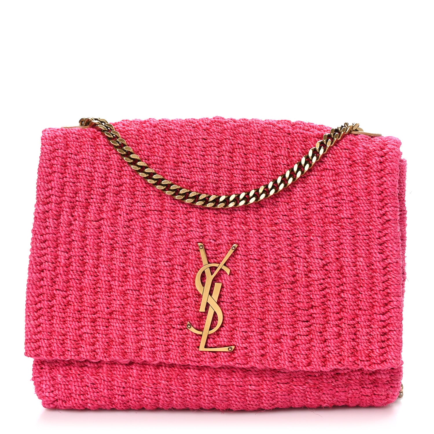 Saint Laurent Raffia Medium Monogram Kate Satchel Pink Glow 1 of 10