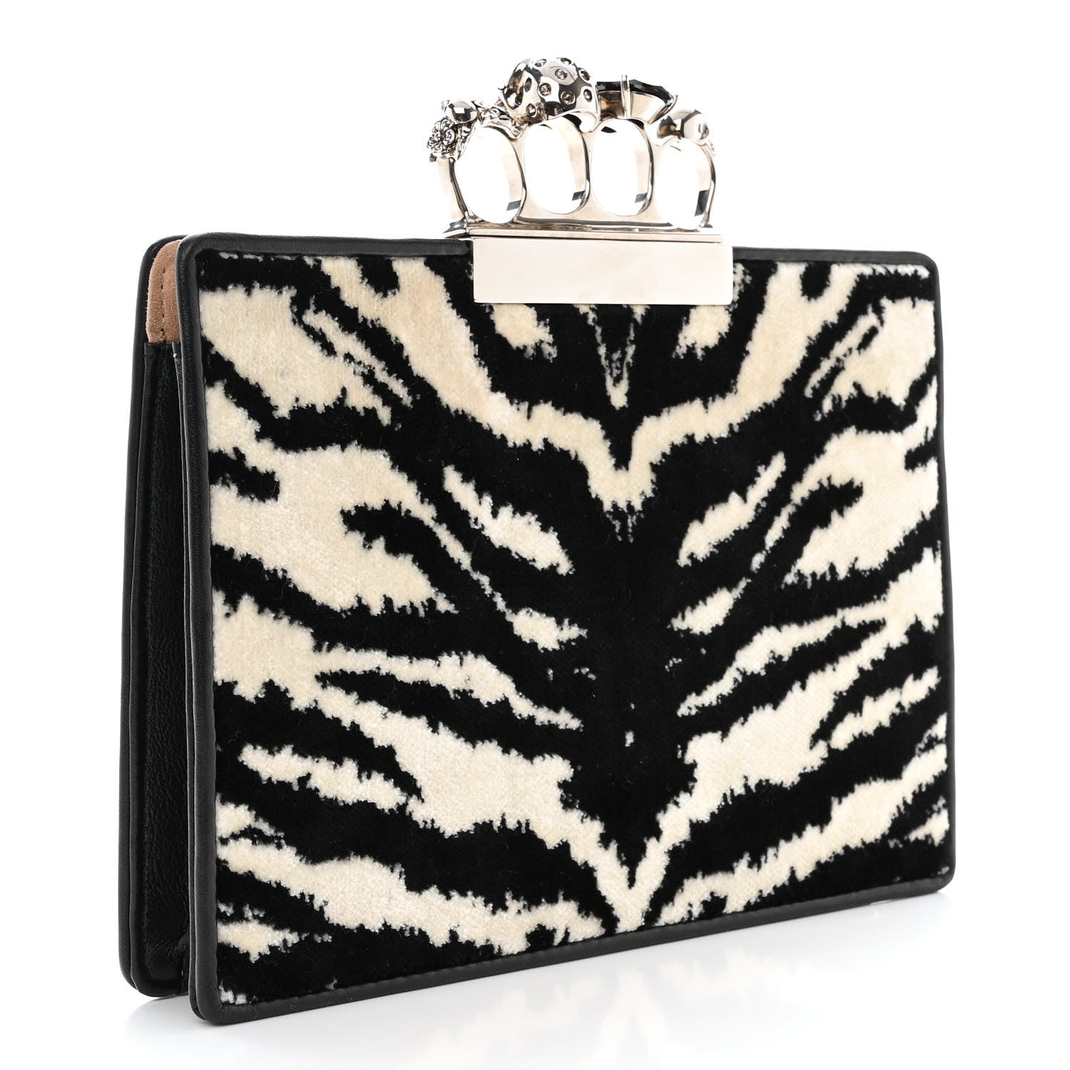 Alexander McQueen Calf Hair Zebra Print Knuckle Box Clutch 3 of 11