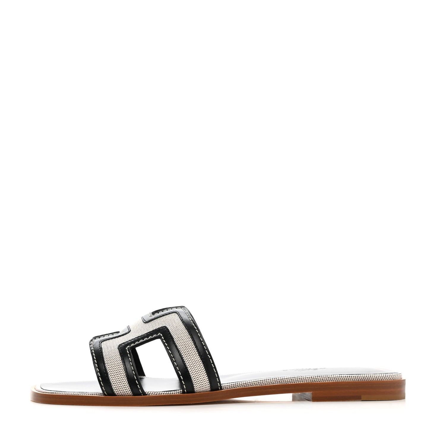 Calfskin Canvas Oran Sandals 37.5 Black