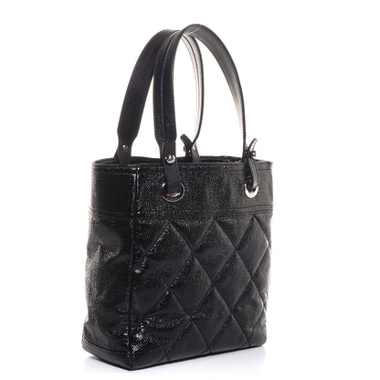 Chanel Coated Canvas Quilted Small Paris Biarritz Tote Black 3 of 7