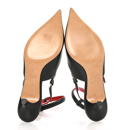 Valentino Garavani Smooth Calfskin Chain Slingback Pumps 38 Black 5 of 7