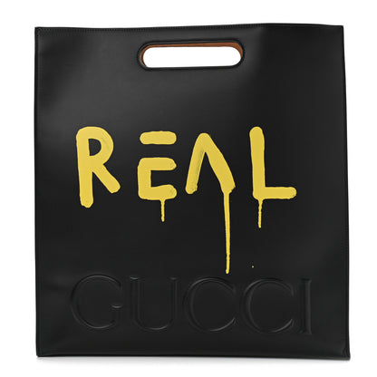 Gucci Calfskin GucciGhost Real Large XL Tote Black Yellow 1 of 10