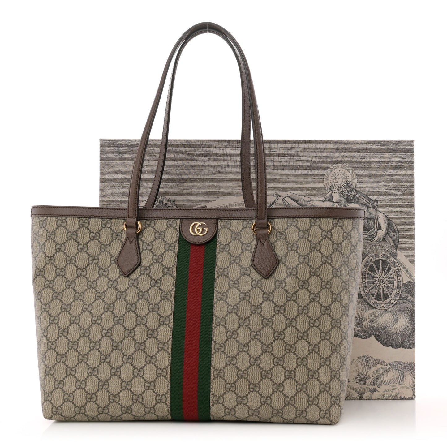 GG Supreme Monogram Medium Ophidia Shopping Tote Brown