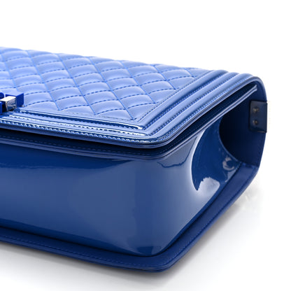 Chanel Patent Calfskin Quilted New Medium Plexiglass Boy Flap Blue 10 of 11