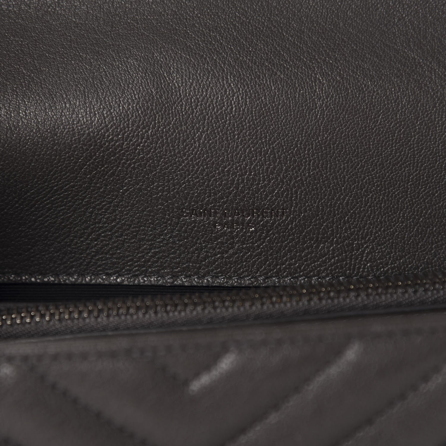 Saint Laurent Sheepskin Matelasse Chevron Monogram Medium College Bag Asphalt 10 of 13
