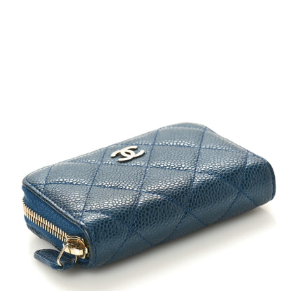 Chanel Iridescent Caviar Quilted Zip Coin Purse Dark Blue 4 of 9