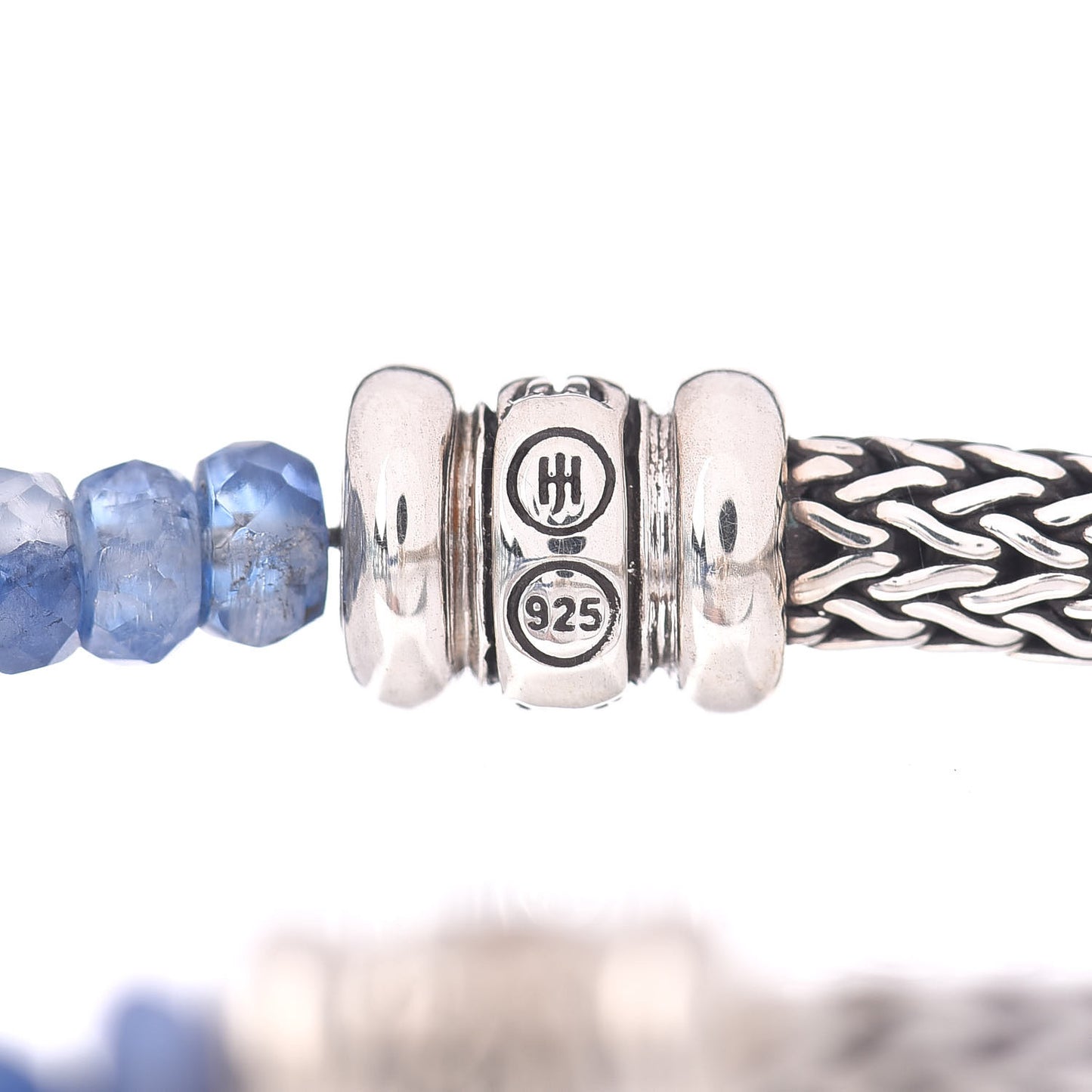 Sterling Silver Aquamarine Kyanite Beaded Classic Chain Bracelet