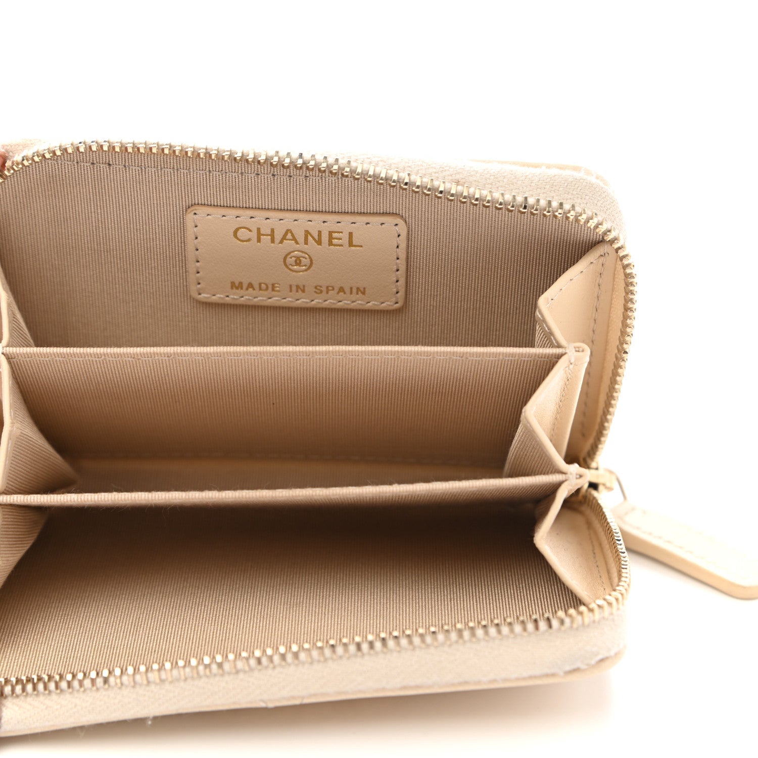 Chanel Lambskin Quilted 19 Zip Around Coin Purse Wallet Beige 5 of 9