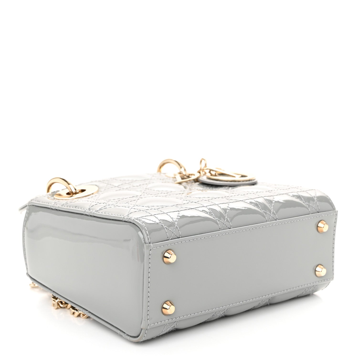 Christian Dior Patent Cannage Mini Lady Dior Grey Stone 4 of 10