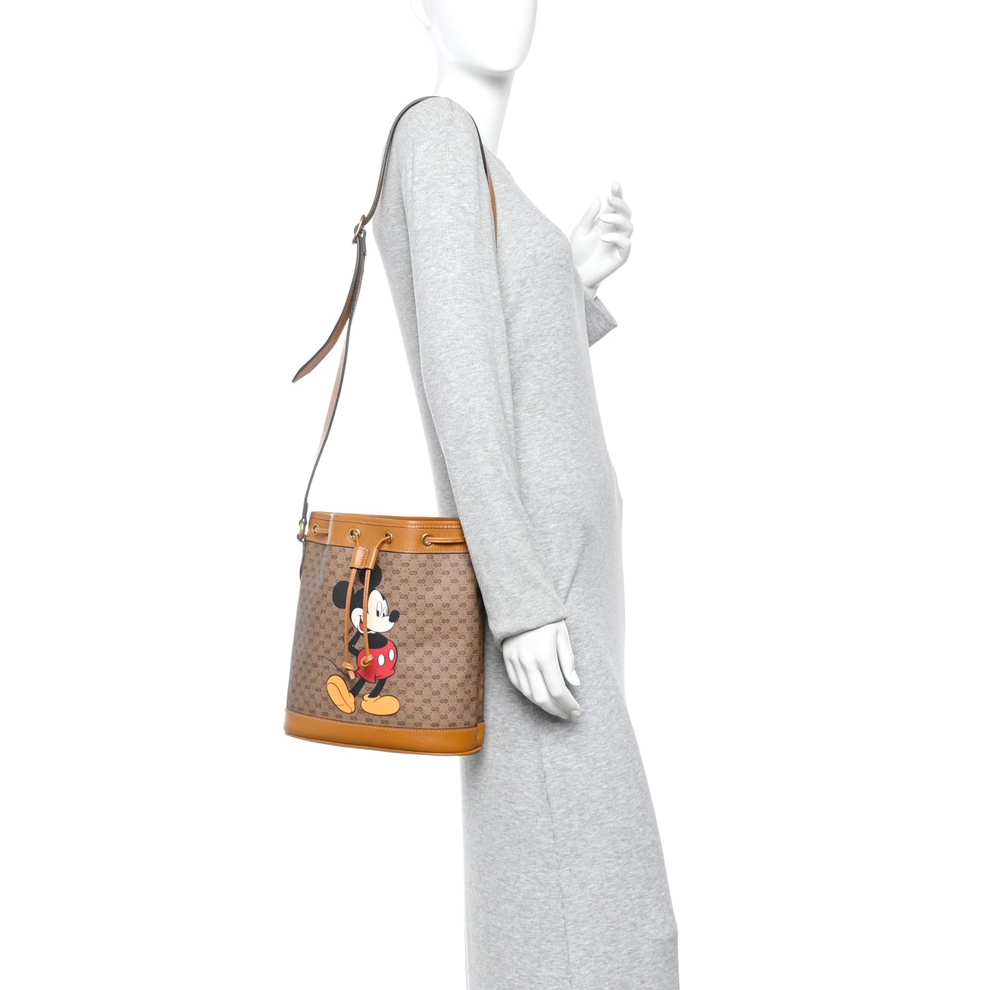 X DISNEY Mini Vintage GG Supreme Monogram Bucket Bag Beige Vintage Sun Oil