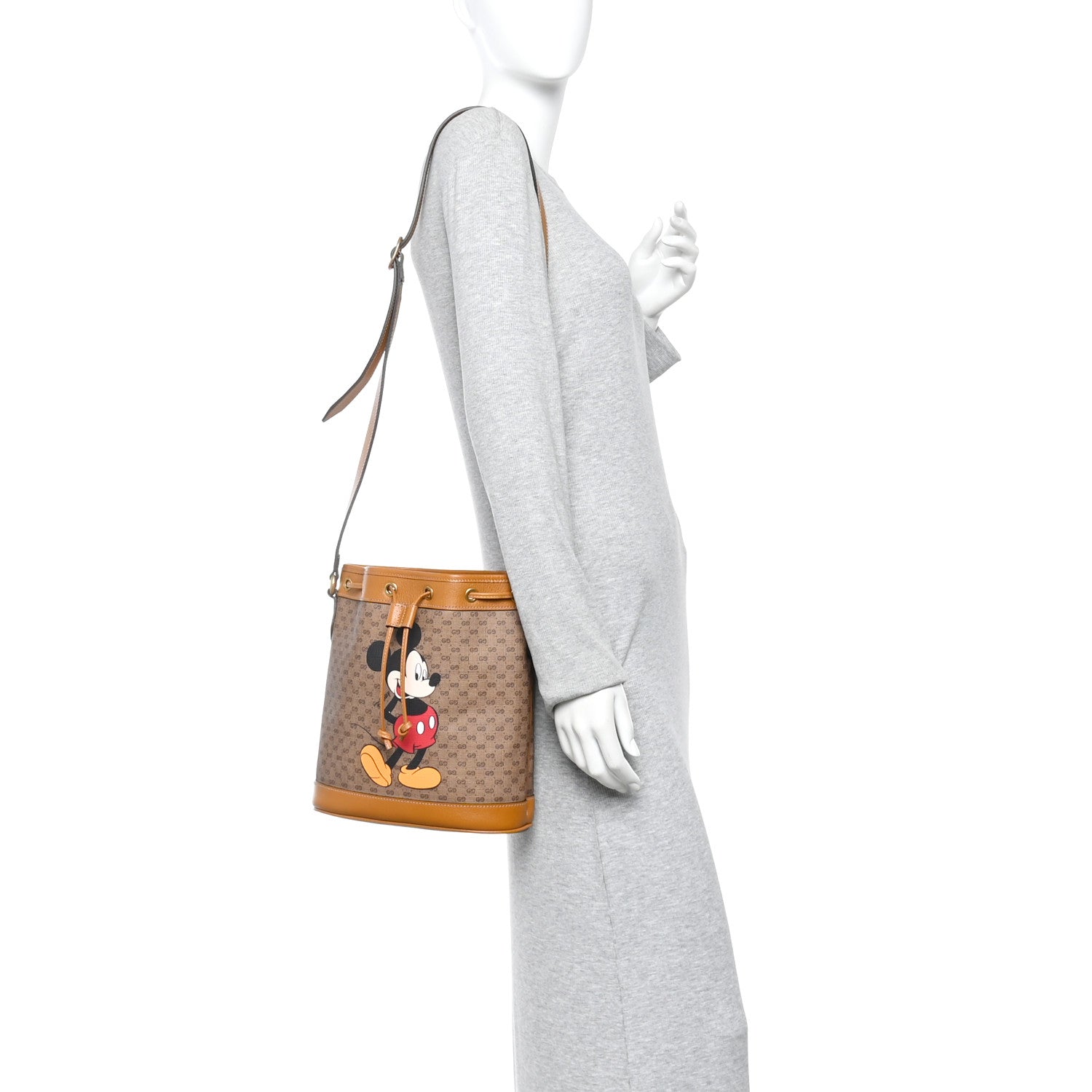 Gucci X DISNEY Mini Vintage GG Supreme Monogram Bucket Bag Beige Vintage Sun Oil 2 of 11