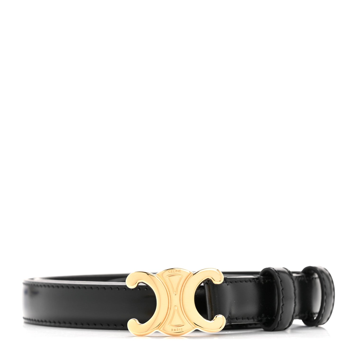 Celine Box Calfskin Small 18mm Triomphe Belt 75 Black 1 of 7