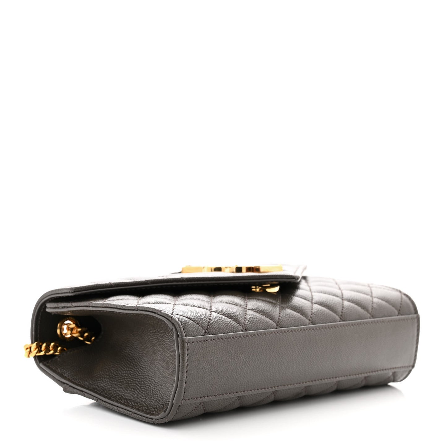Grain De Poudre Textured Mixed Matelasse Triquilt Small Monogram Satchel Pebble