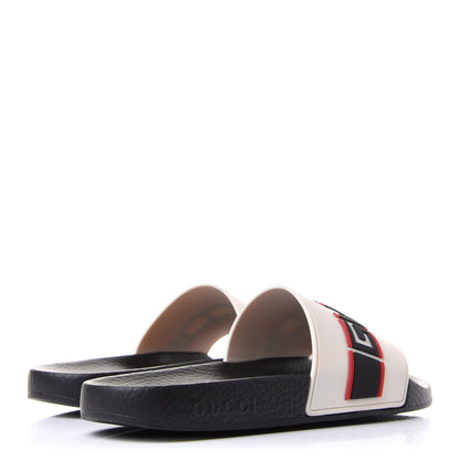 Gucci Rubber Stripe Womens Pool Slide Sandals 38 Ecru Poppy Black 4 of 8