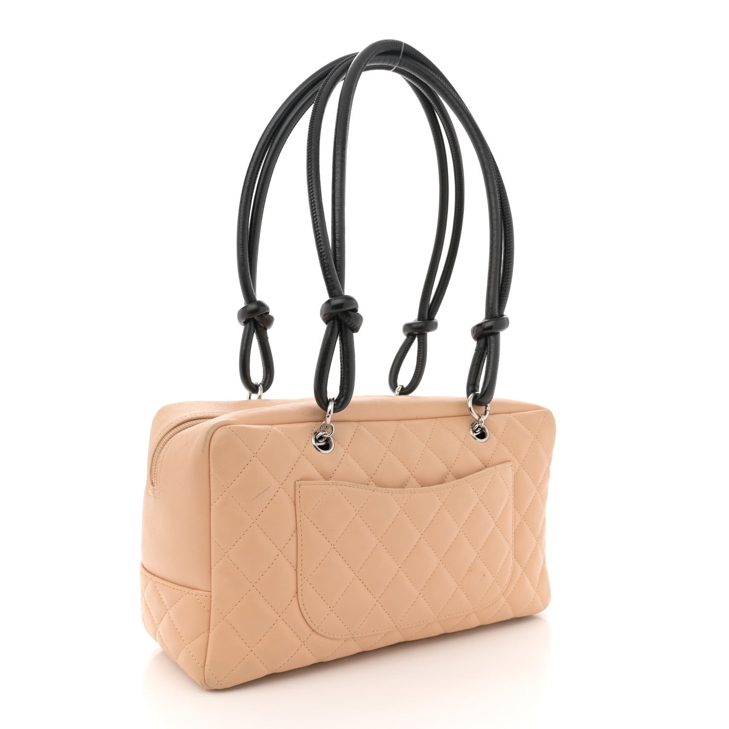Chanel Calfskin Quilted Large Cambon Bowler Beige Black 3 of 15