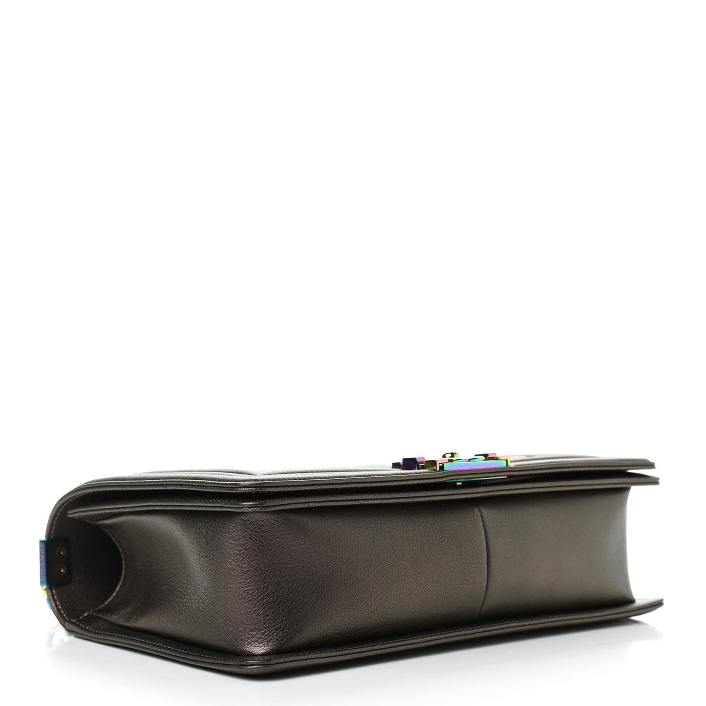 Iridescent Goatskin Quilted New Medium Boy Flap Dark Gold