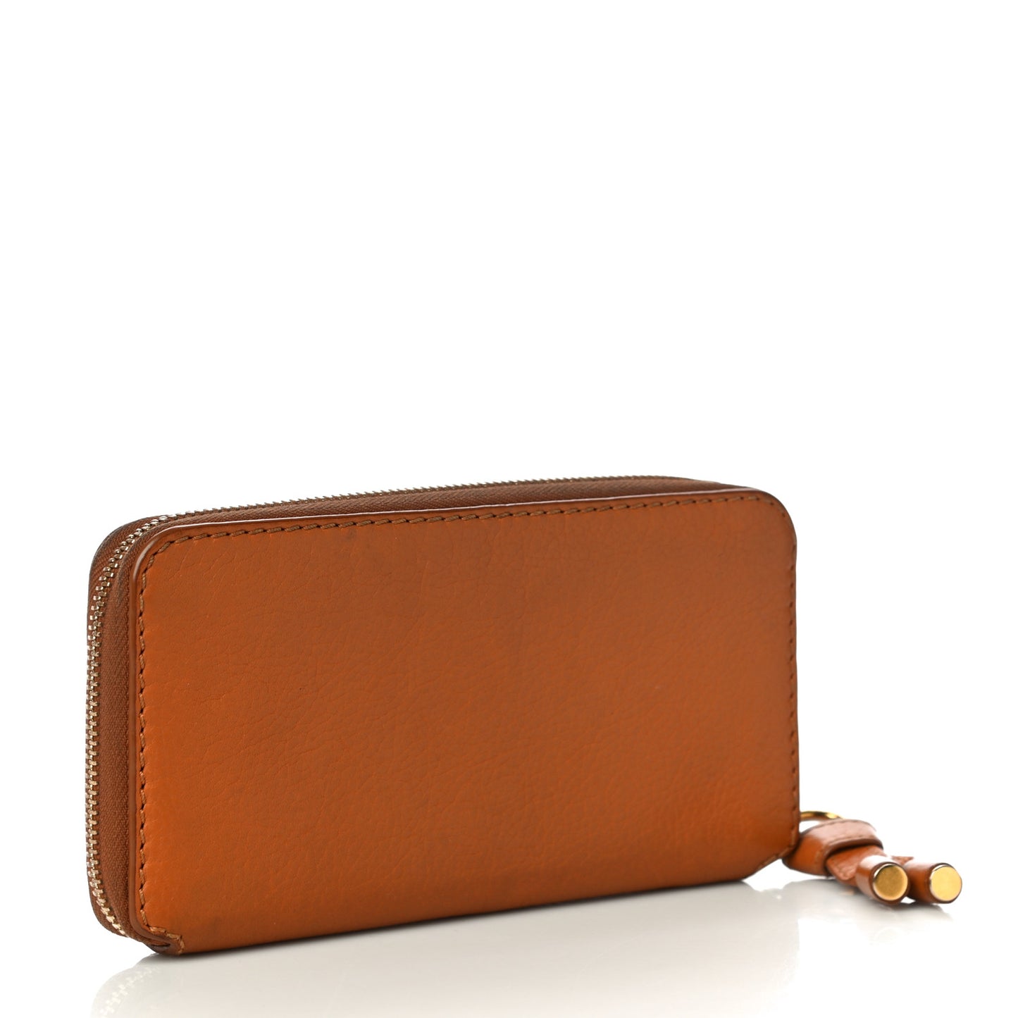 Grained Calfskin Marcie Long Zip Around Wallet Tan