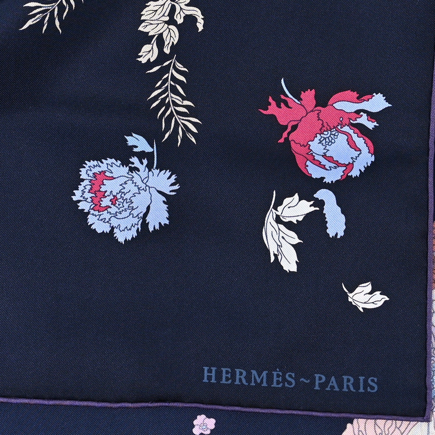 Hermes Silk Robe Legere Scarf 90 Marine Parme Rose 2 of 3