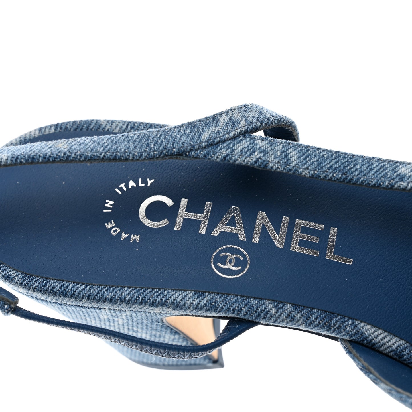 Denim Cap Toe Denim Slingback Pumps 38 Blue
