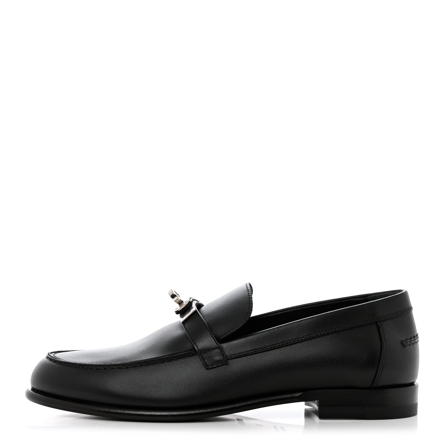 Hermes Calfskin Womens Destin Loafer 38 Black 1 of 9