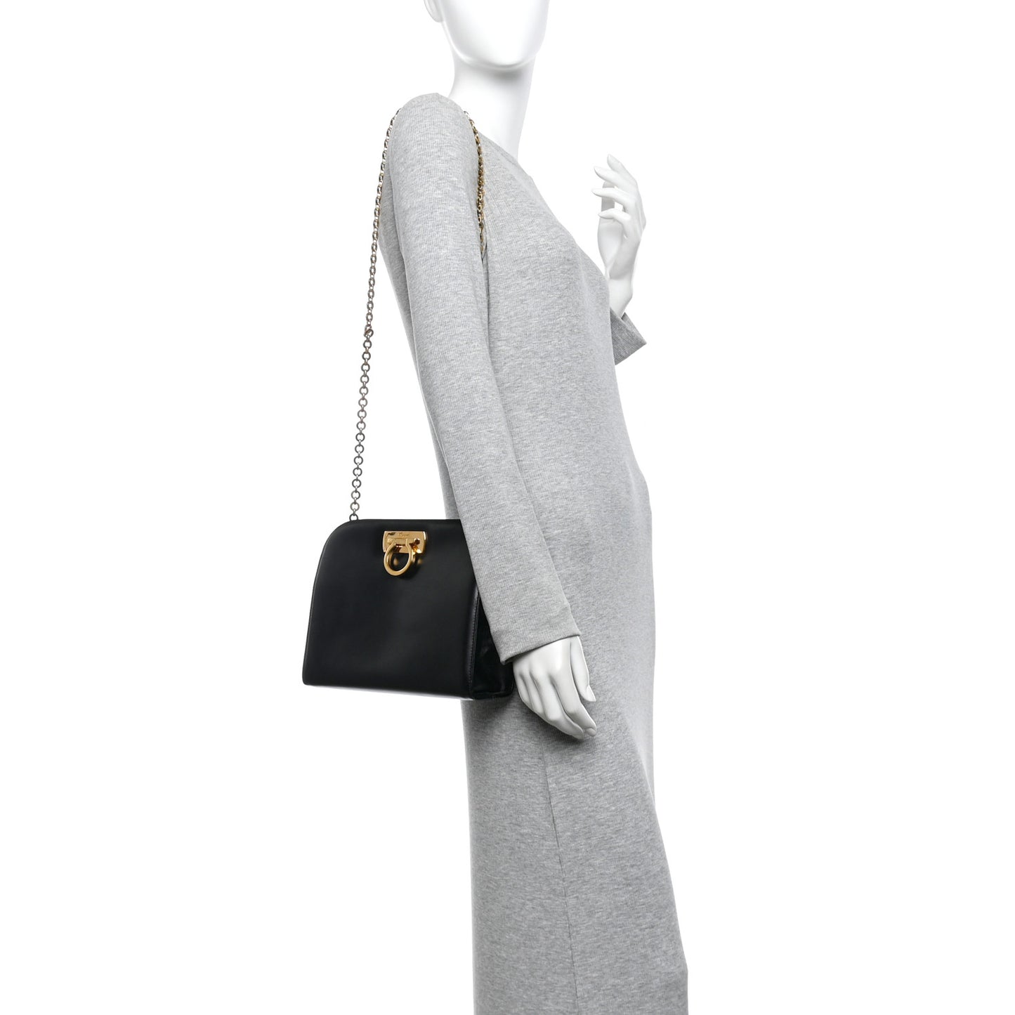 Calfskin Diana Chain Shoulder Bag Black