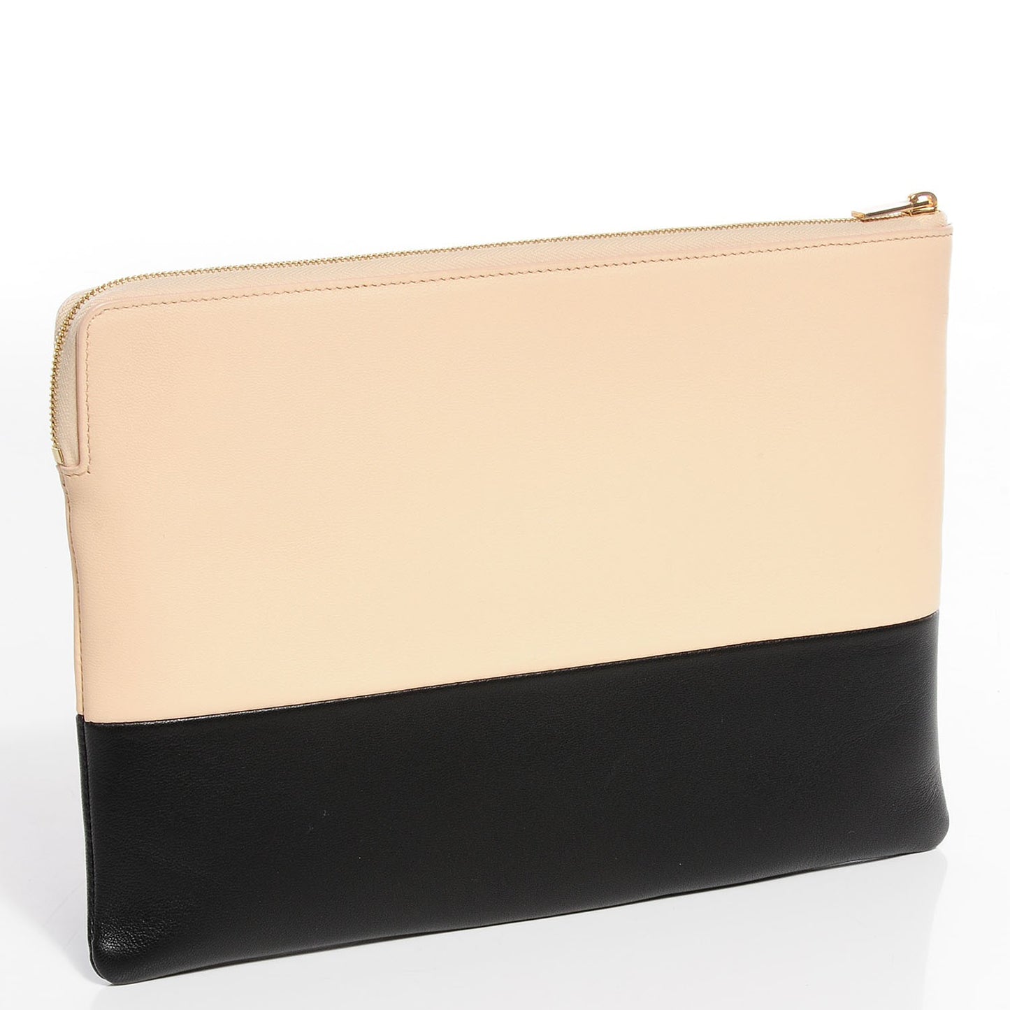 Smooth Lambskin Bi-Color Solo Clutch Pouch Black